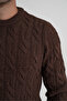 Men's Brown Cycling Collar Hair Braided Wool Sweater Trist-5346 - 6