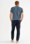 Men's Navy Blue Side Pocket Elastic Waist Lace-Up Ankle Slim Fit Jogger Pants - 5