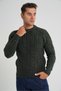 Men's Khaki Cycling Collar Hair Braided Wool Sweater Trist-5346 - 2