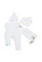 Sleeping Blue Teddy Bear Baby Set Combo 4 pcs, Sleep suit/Burp cloth/Hat/Bib