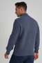 Trist Star Men's Indigo Short Zip-Up Selanik Hair Braided Standing Collar Wool Sweater Trist-5350 - 3