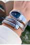 Silver Color Blue Dial Snake Watch, Wrap Around Watch, Women's Wristwatch - 3