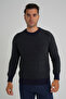 Trist Star Men's Navy Blue Khaki Striped Cycling Selanik Wool Sweater Trist-5351