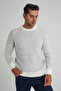 Trist Star Men's Bone Gray Striped Cycling Selanik Wool Sweater Trist-5351 - 2
