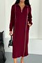 Women's Polo Neck Half Zipper Long Modal Dress