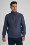 Trist Star Men's Indigo Short Zip-Up Selanik Hair Braided Standing Collar Wool Sweater Trist-5350
