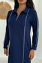Women's Polo Neck Half Zipper Long Modal Dress - 5