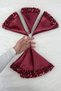 Burgundy Bride and Groom Handkerchief, Sparkling Sequin Detailed Wedding Ceremony Bridesmaid Promise Engagement Henna Circumcision Handkerchief - 3