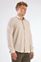 Men's Regular Fit Long Sleeve Beige Shirt - 5