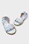 Women's Single Strap Rubber Detailed Laser Cut Summer Sandals White - 3