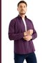 Casual Wide Fit Navy Blue Small Checkered Long Sleeve Pocketed Cotton Men's Shirt with Collar Buttons