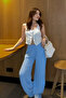 Women's Baby Blue Super High Waist Lycra Relax Bubble Pants - 7