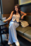 Women's Baby Blue Super High Waist Lycra Relax Bubble Pants - 8