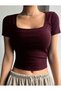 Women's 3-Pack Ribbed Camisole Body-Hugging Square Neck Crop T-Shirt - 3