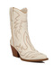 Women Faux Leather Patchwork Detail Boots in Cream - 2