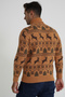 Trist Star Men's Mustard Full Fishman Collar Jacquard Deer Wool Christmas Sweater Trist-5361 - 3