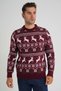 Trist Star Men's Burgundy Cycling Collar Jacquard Deer Wool Christmas Sweater Trist-5360 - 5