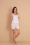 Lace Bamboo Shorts Set with Hanging Star Print - White - 3
