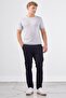 Light grey crew neck solid color short sleeve slim fit knit t-shirt - 2