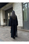 Women's Black Belted Long Premium Knitwear Cardigan - 4