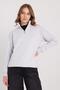 Women's Relax Fit Comfortable Cut Cotton Fleece Lined Half Zipper Gray Stand Collar Sweatshirt - 4