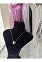 Gold Color Cylinder Pendant Inside Ring - Steel Necklace - 2