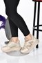 Bellamia Gold Stone Detailed Orthopedic Soft Sole Casual Women's Sports Shoes