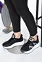 Bellamia Black Stone Detailed Orthopedic Soft Sole Casual Women's Sports Shoes