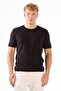 Black o-neck solid color short sleeve slim fit knitwear t-shirt