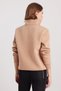 Women's Relax Fit Comfortable Cut Cotton Fleece Inside Half Zipper Stone Color Stand Collar Sweatshirt - 7