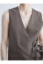 Double-Breasted Roba Collar Textured Women's Classic Vest from Uzg Store for Style Enthusiasts - 7