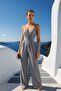 Imported Crepe Fabric Strap Wide Leg Jumpsuit Dress (Colorful)