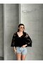 Women's Knitted Detailed Perforated Summer Top (Ecru / Brown / Black) - 6