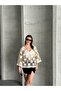 Women's Knitted Detailed Perforated Summer Top (Ecru / Brown / Black) - 5