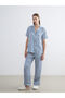 Lcw Dream Shirt Collar Striped Women's Pajamas Suit (W5)