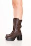 Women's Genuine Leather Platform Boots Anastasia Brown - 6