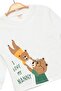 Girls Boys Thin Seasonal 100% Cotton Long Sleeve Teddy Bear Patterned Unisex Ecru T-Shirt - 3