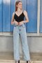 Teenage Girls Light Blue Snow Washed High Waist Lycra Comfortable 90's Loose Leg Jeans