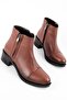 Kley Women's Genuine Leather Zippered Short Heeled Boots 4107 - 2