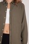Women's Slim Fit Buttoned Collar Winter Wool Viscose Plain Khaki Shirt - 3