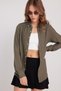 Women's Slim Fit Buttoned Collar Winter Wool Viscose Plain Khaki Shirt