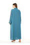Blue Linen Embroidered Abaya - 5