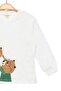 Girls Boys Thin Seasonal 100% Cotton Long Sleeve Teddy Bear Patterned Unisex Ecru T-Shirt - 4