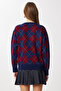 Baklava Patterned Knitwear Sweater Lmu0003 Navy Blue Burgundy - 6
