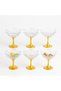 Long Gold Metal Legged Lotus Flower Coffee Side Glass Turkish Delight Bowl Dragee Set - 6 Pieces - 4