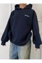Women's Navy Blue Serenity Printed 3 Thread Hoodie Sweatshirt - 4