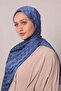 Denim Blue Speckled Patterned Jacquard Capri Shawl - 3