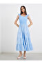 Striped Puff Sleeve Tiered Midi Dress - 2