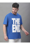 Men Blue Graphic Print Oversized T-Shirt - 4