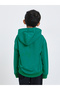 Boys Dark Green Relaxed Fit Hoodie with Front Pocket - 4